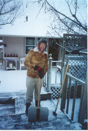 Jon shovelling snow